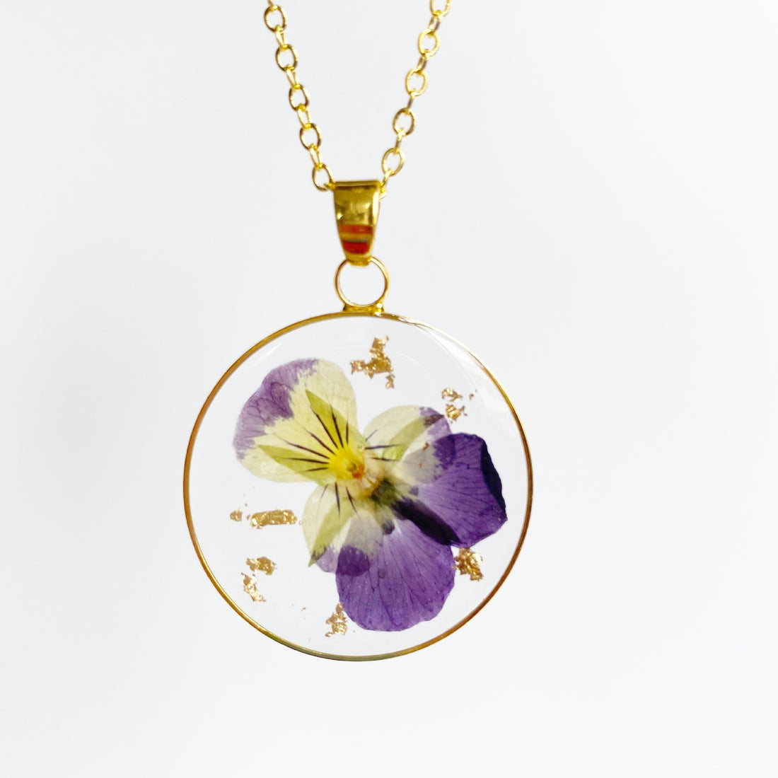 Resin Dried Flower Necklace December Flower Round Stylish Pendant