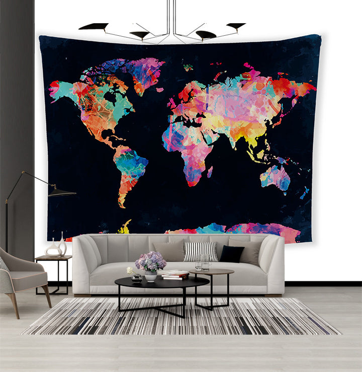 Hanging Cloth Retro Color Map Home Decoration