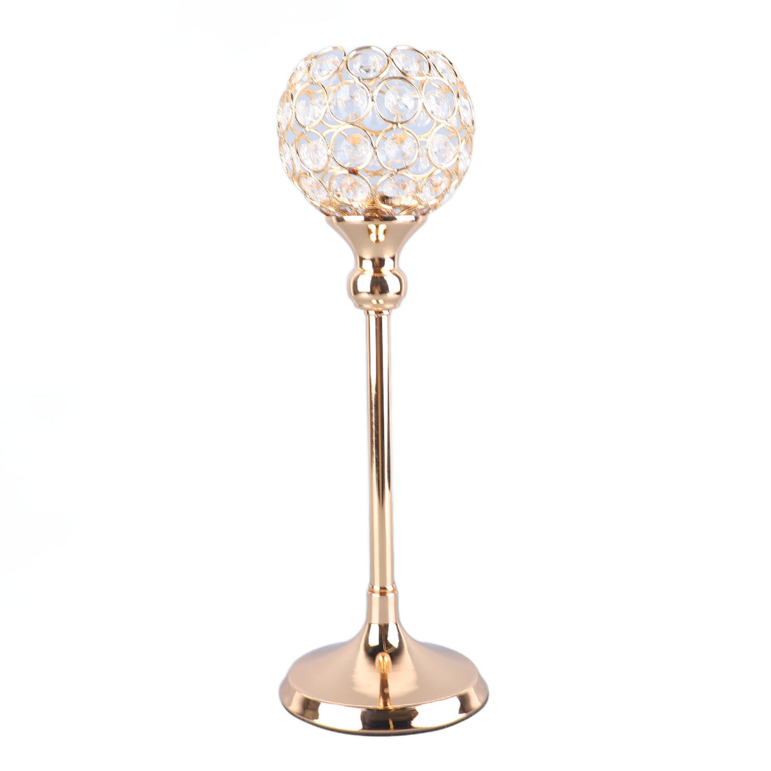 Gold Crystal Candle Holder Hollow Minimalist Exquisite Crystal Candlestick Holder for Wedding Party Home Decoration