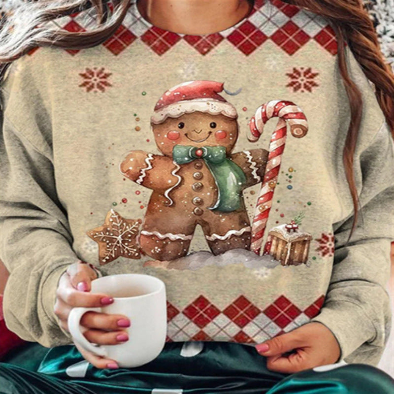 Christmas Snowman Christmas Loose Round Neck Casual Long Sleeve Sweatshirt