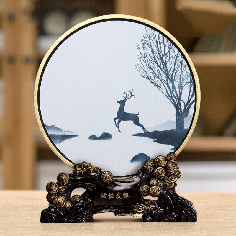 Decoration Artifact Zen Landscape Home Decoration Antique Frame Living Room Porch Ancient Style Decoration