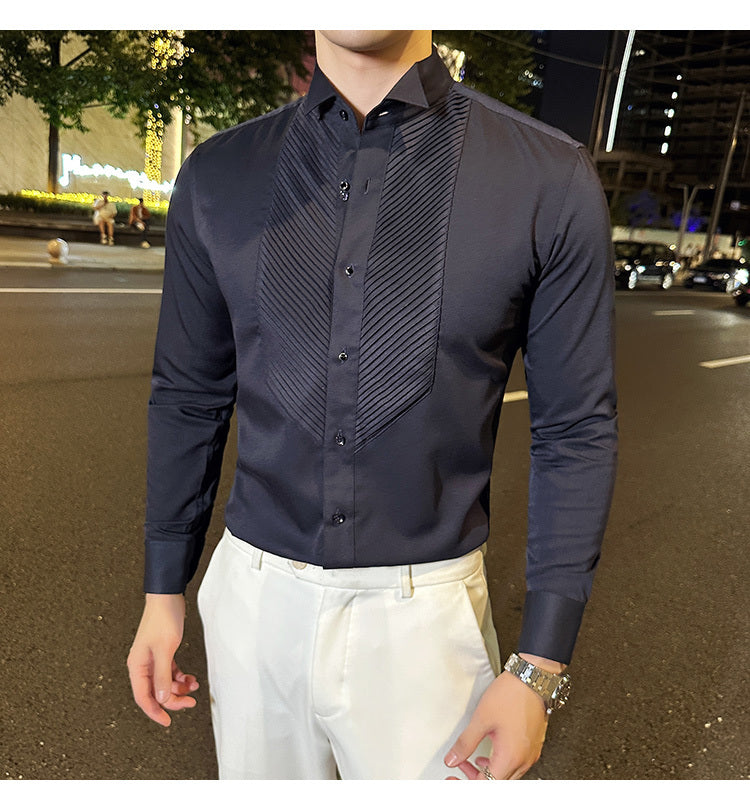 Slim-fit Men's Wedding Dress Banquet Performance Shirt