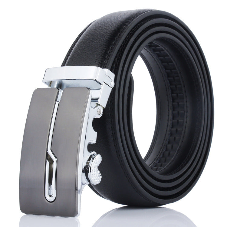 New Men's Leather Belt Men's Business Cowhide Belt Online Best-selling Product Label-free Automatic Buckle Pant Belt