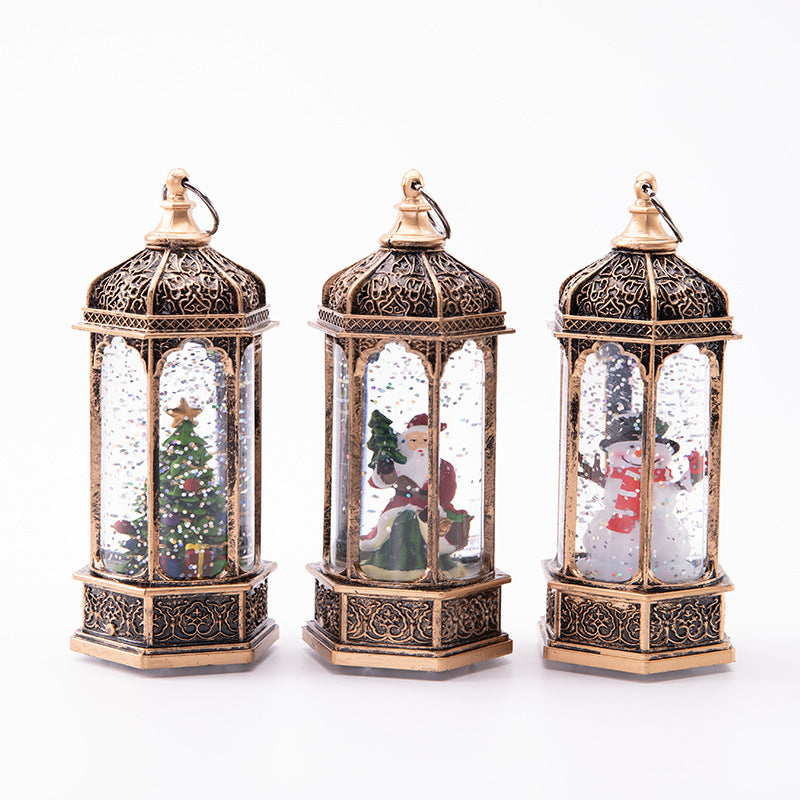 Christmas Decoration Small Oil Lamp Christmas Retro Interior View Hexagonal Lantern