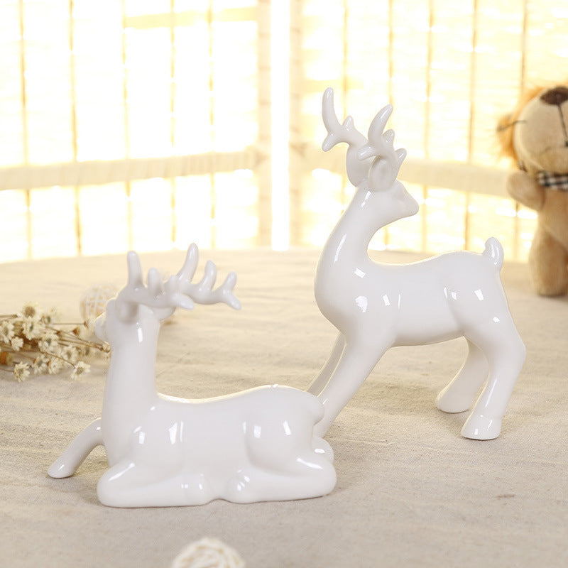 Creative Home White Ceramic Deer Decoration