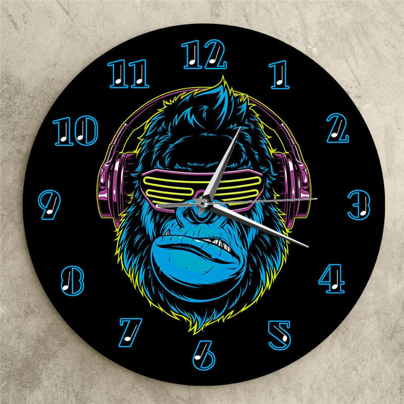 Stylish Gorilla Wear Headphones To Listen To Music Modern Wall Clock DJ Home Decoration Wall Clock