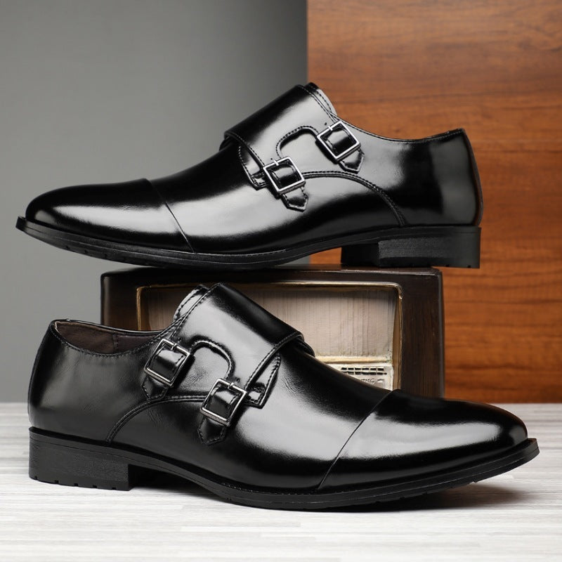 Men's Business Formal Pointed Buckle Leather Shoes