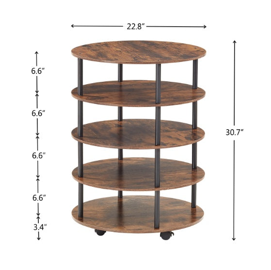 5-tier Round Wheeled Swivel Shoe Rack