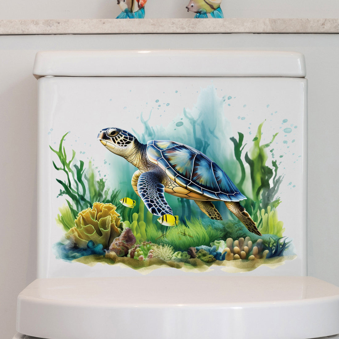 Sea World Sea Turtle Aquatic Plants Happy Day Bathroom Bathroom Home Decoration Wall Stickers