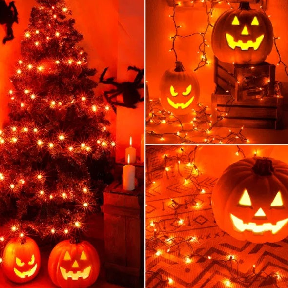 300 LED Halloween Mini String Lights, 99 FT Fairy Lights With Safe Adapter For Indoor Outdoor Home Garden Party Christmas Decoration, Orange