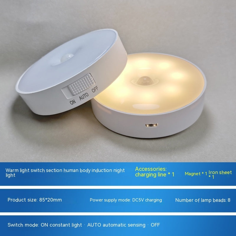 New LED Body Induction Small Night Light USB Charging