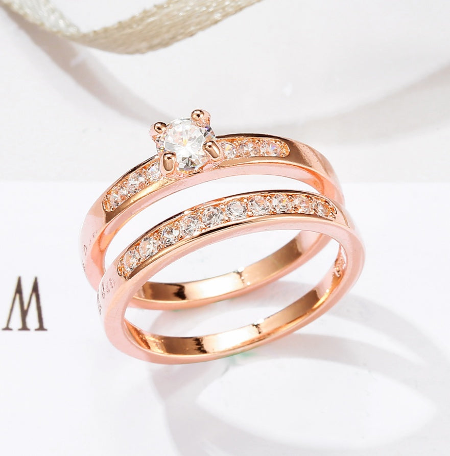 Rose gold ring with diamonds