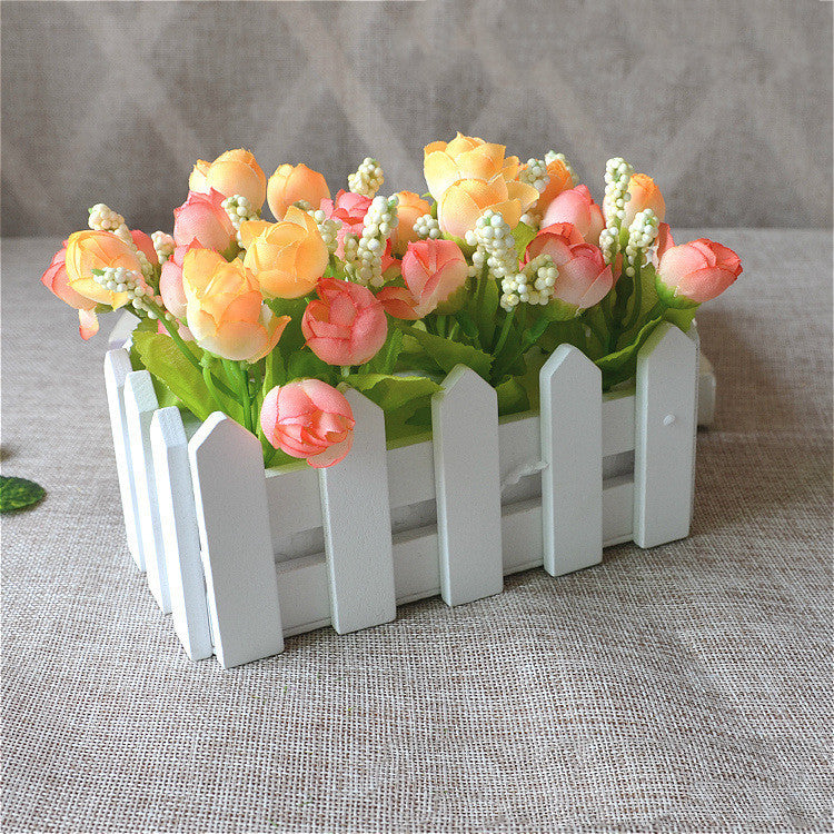 Wooden fence simulation flower set decoration home