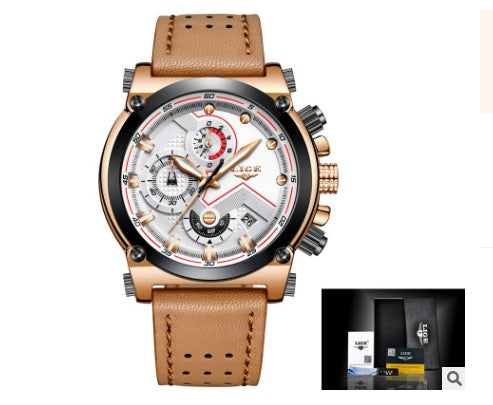 Brown Leather Automatic Quartz Waterproof Watch