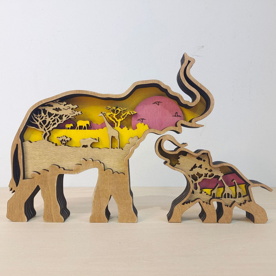 New Wooden Carved Elephant Creative Home Decoration