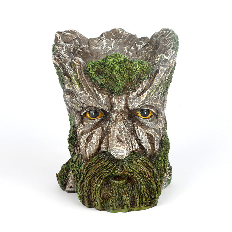 Strongwell Imitation Tree Head Old Man Flower Pot Container Garden Tree Man Figurine Planter Pot Desktop Home Decoration Gift