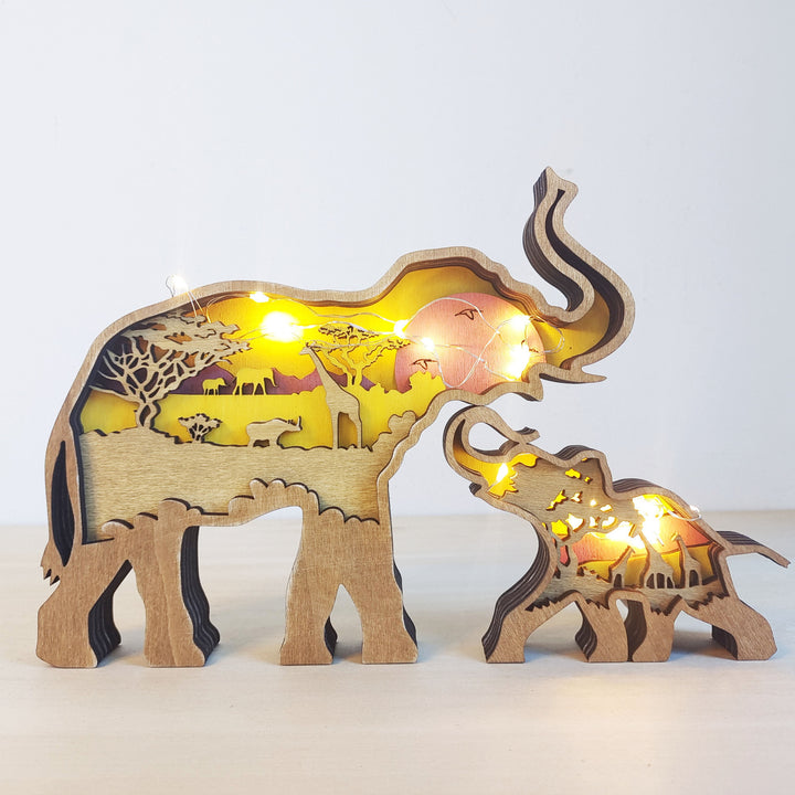 New Wooden Carved Elephant Creative Home Decoration