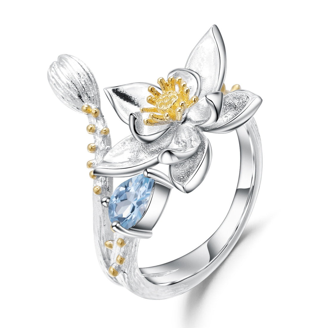 Ring Inlaid With Gem Natural Wind Flowers