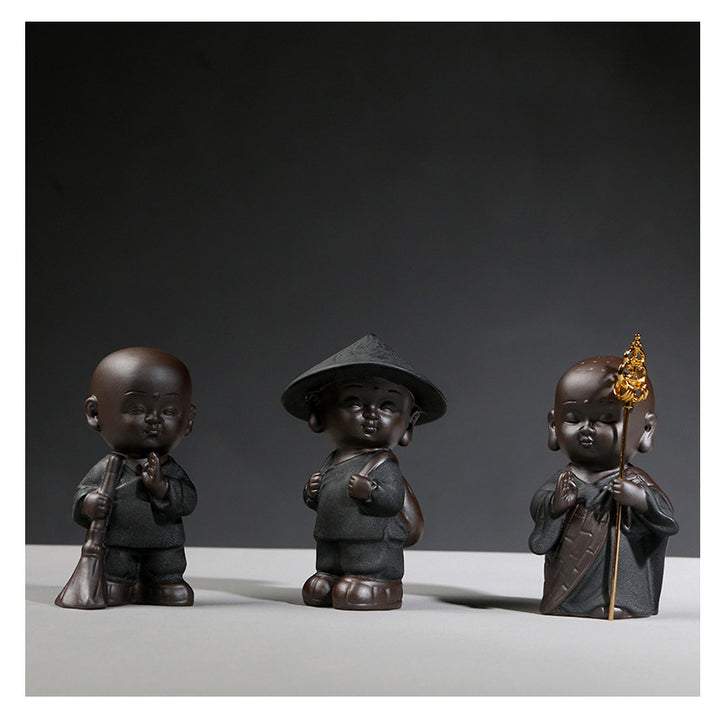 Purple Sand Ceramic Little Monk Home Decoration