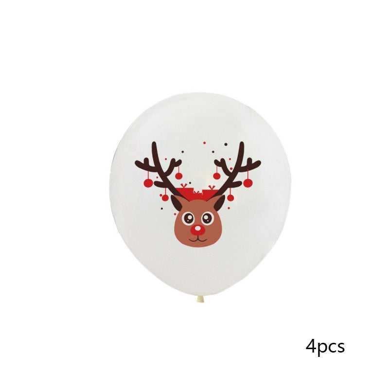 New Christmas Theme 12-inch Latex Printed Balloon Elk Santa Claus Home Store Christmas Decoration