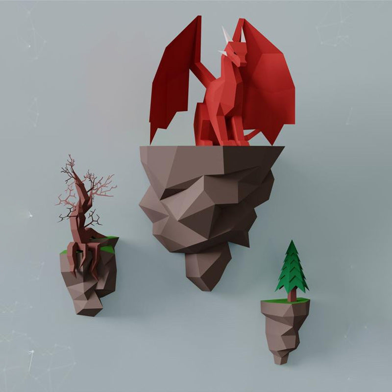 Dragon Paper Model Sitting On The Island Home Wall Hanging Wall Decorations