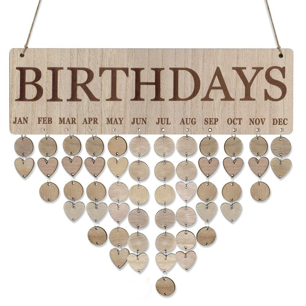 Wooden Calendar Birthday Party Home Decoration Pendant