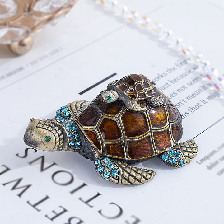 Turtle alloy enamel jewelry box