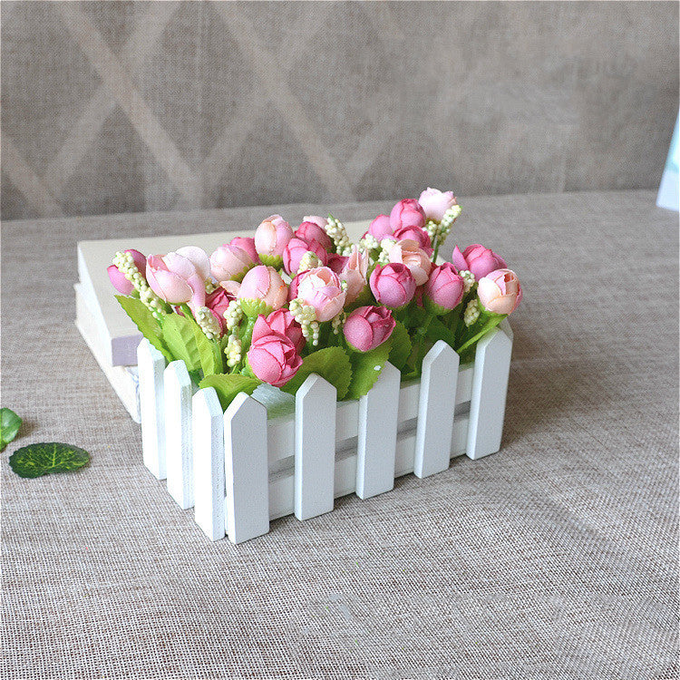 Wooden fence simulation flower set decoration home