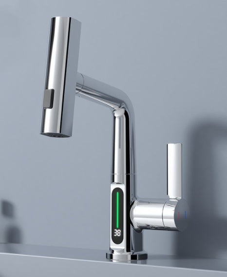 Intelligent Digital Display Faucet Pull-out Basin Faucet Temperature Digital Display Rotation