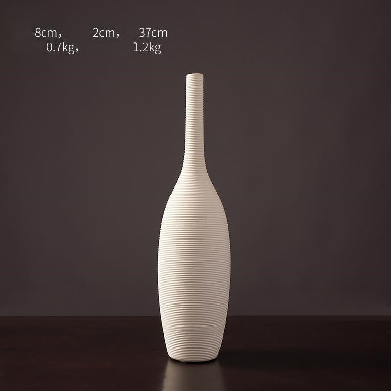 White Simple Nordic Vases Porcelain Living Room Tabletop Decoration Retro Ceramic Plain Vase For Dried Flowers Home Garden