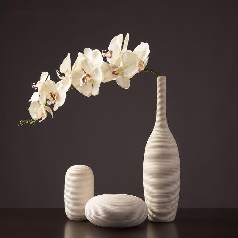 White Simple Nordic Vases Porcelain Living Room Tabletop Decoration Retro Ceramic Plain Vase For Dried Flowers Home Garden