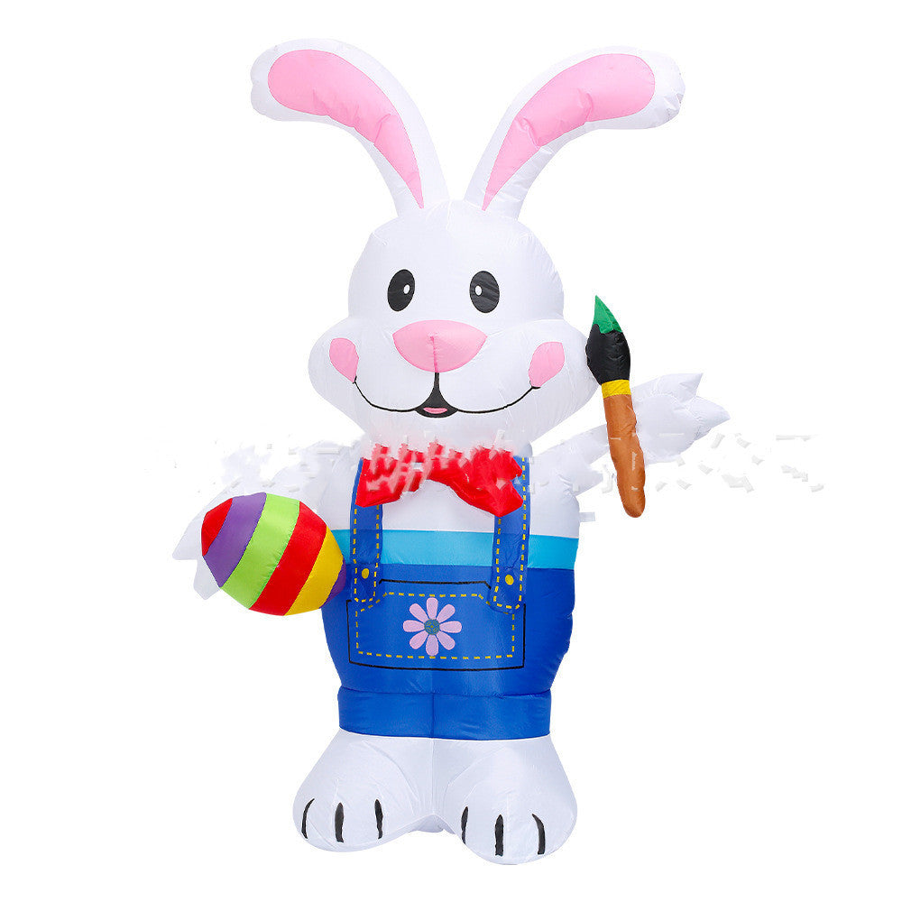 White Rabbit Easter Bunny with LED Lights Inflatable Toys for Outdoor Family Home Party Decoration Office Ornament