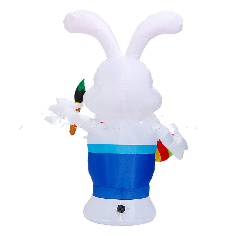 White Rabbit Easter Bunny with LED Lights Inflatable Toys for Outdoor Family Home Party Decoration Office Ornament