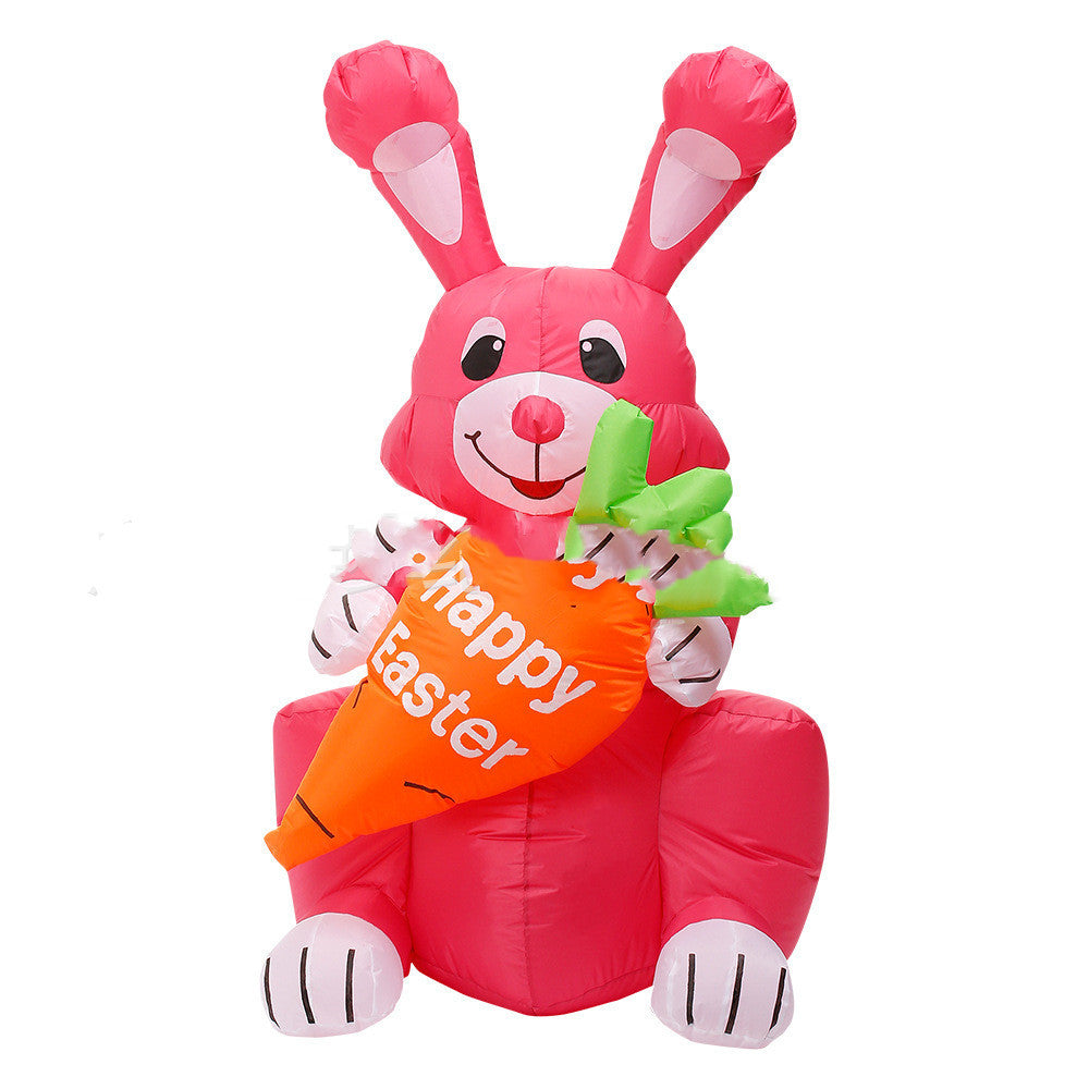 White Rabbit Easter Bunny with LED Lights Inflatable Toys for Outdoor Family Home Party Decoration Office Ornament