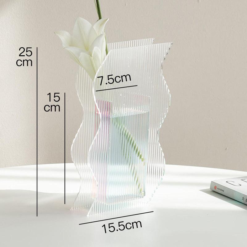 Creative Corrugated Floral Acrylic Vase Home Decoration