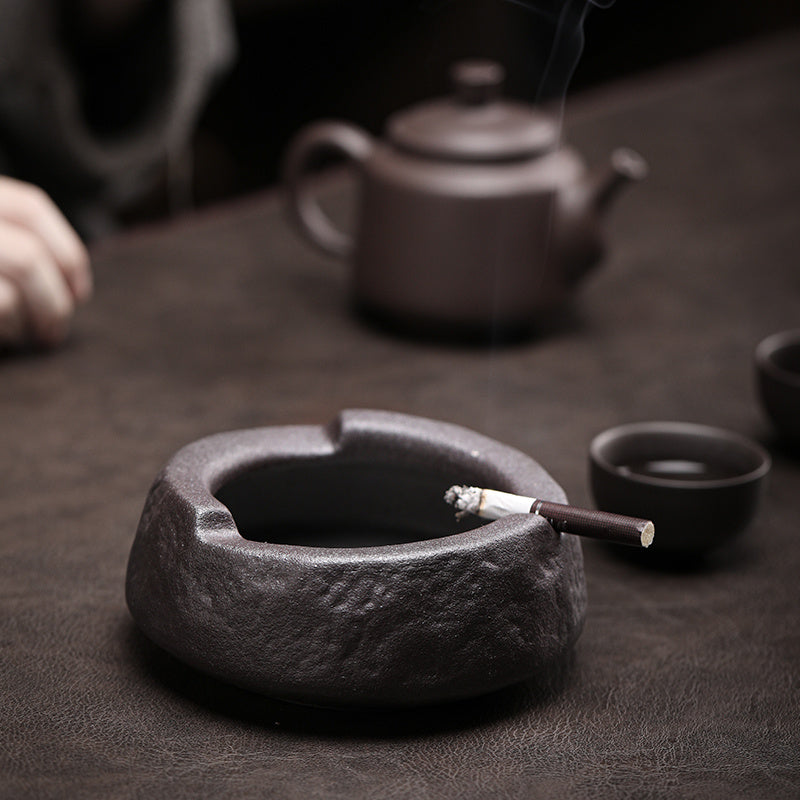 Remember The Current Japanese Retro Stoneware Ashtray Windproof Ceramics Tea Table Office Home Decoration Utensils