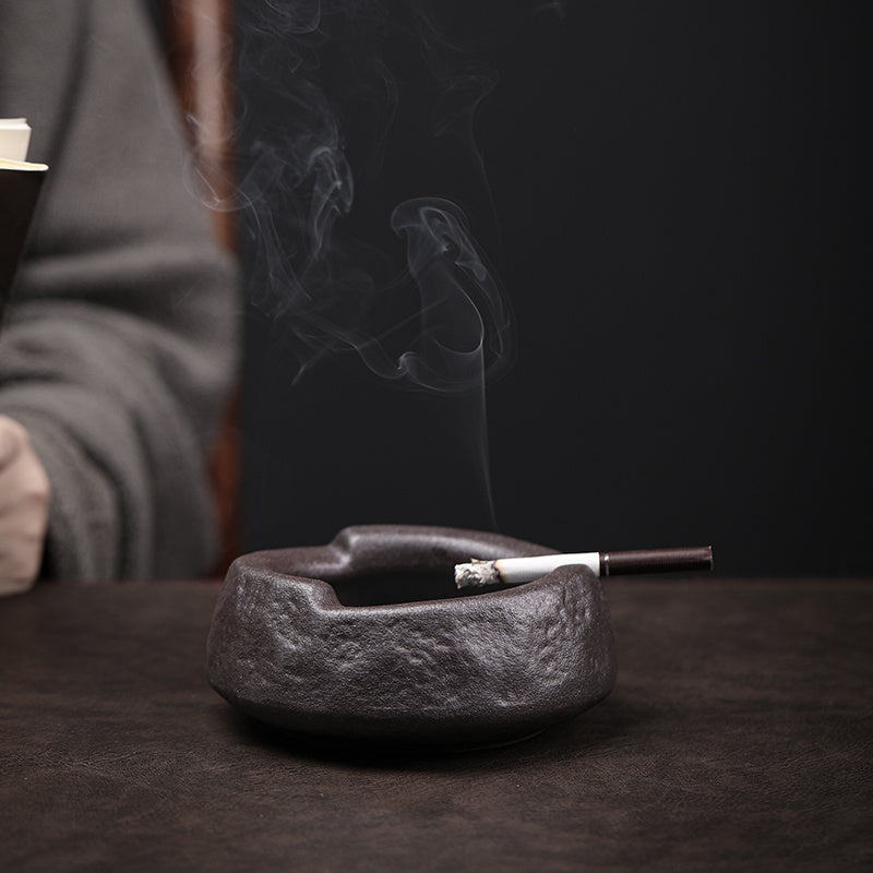 Remember The Current Japanese Retro Stoneware Ashtray Windproof Ceramics Tea Table Office Home Decoration Utensils