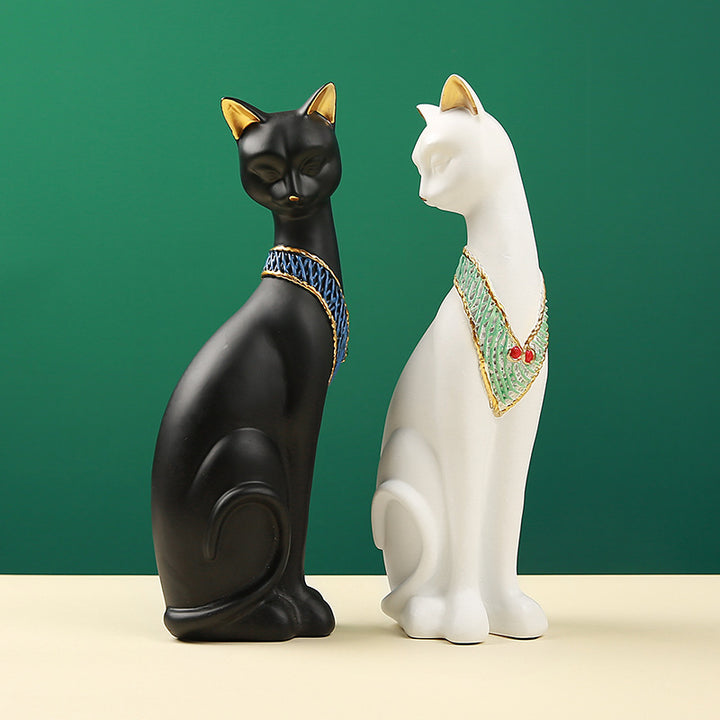 Creative European-Style Cute Pharaoh Lucky Cat Ornaments Home Desktop Decoration Resin Crafts Opening Housewarming Gift