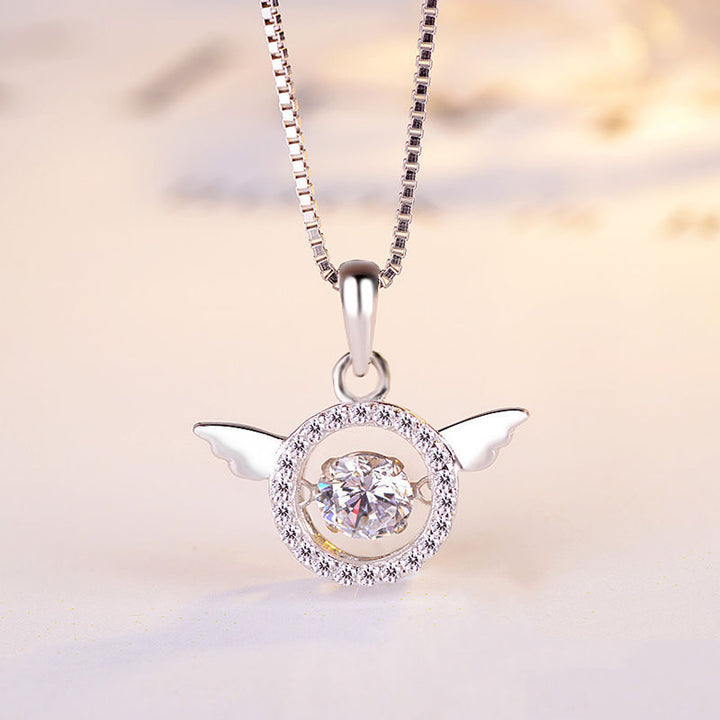 Silver S925 Silver Jewelry In Europe And America Simple Fashion Heartbeat Angel Pendant Women''s Accessories Wholesale