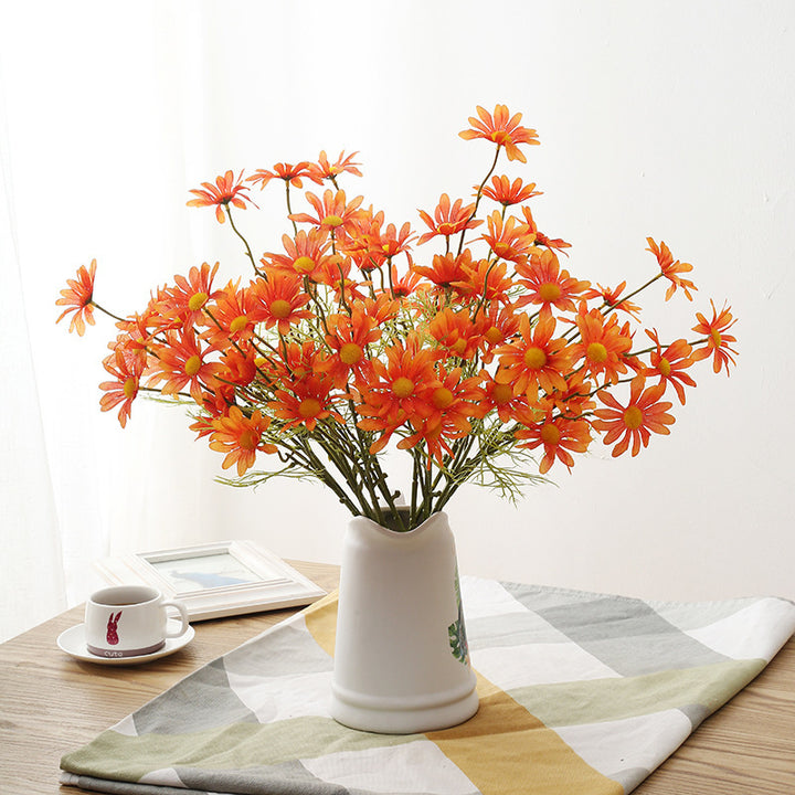 Small Daisies Simulation Bouquet 5 Dutch Chrysanthemum Cosmos Chamomile Wedding Home Decoration Fake Flowers Factory Outlet