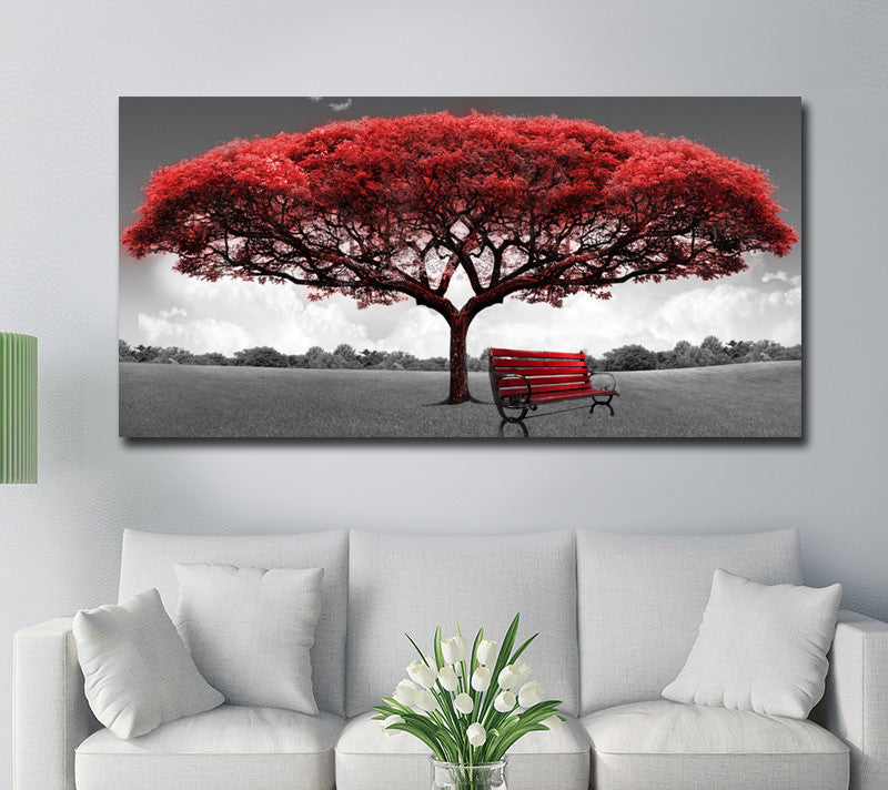 Red Fortune Tree Foreign Trade Hot Selling Home Decoration Painting Frameless Painting Canvas Painting HD Spray Painting Painting Core