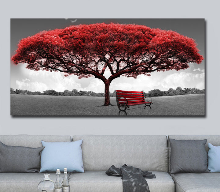 Red Fortune Tree Foreign Trade Hot Selling Home Decoration Painting Frameless Painting Canvas Painting HD Spray Painting Painting Core