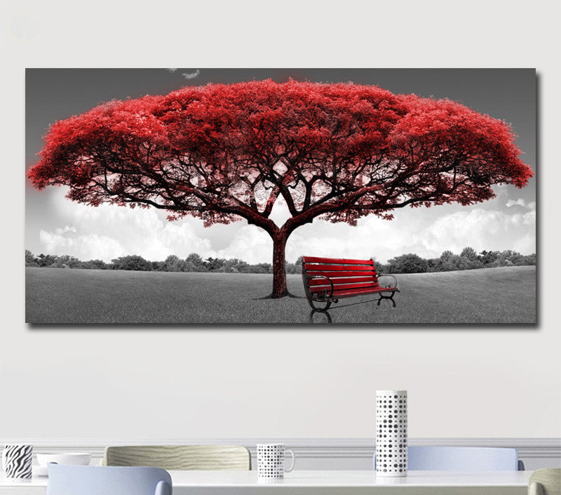 Red Fortune Tree Foreign Trade Hot Selling Home Decoration Painting Frameless Painting Canvas Painting HD Spray Painting Painting Core