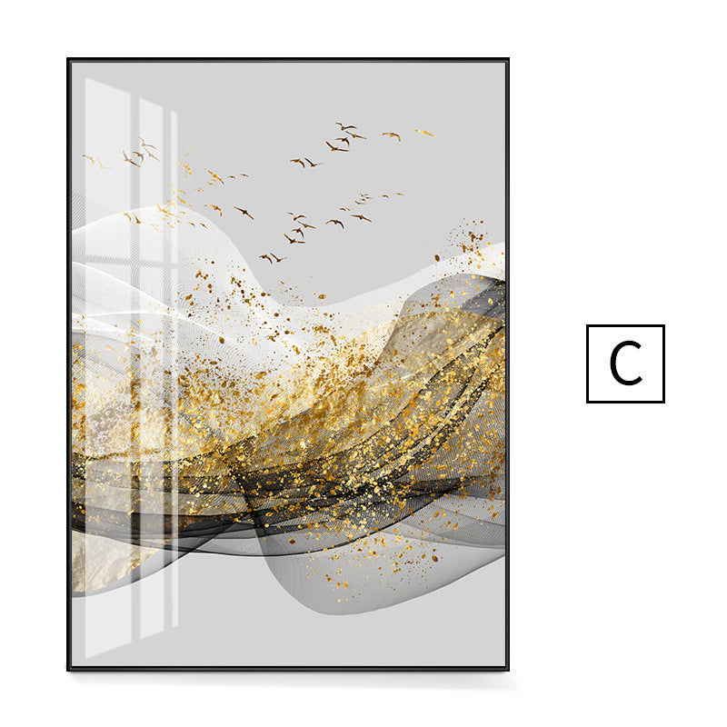 Ink Float Ribbon Golden Mountain Abstract Wall Print Canvas Painting Decorative Picture for Home Living Room Decoration Poster