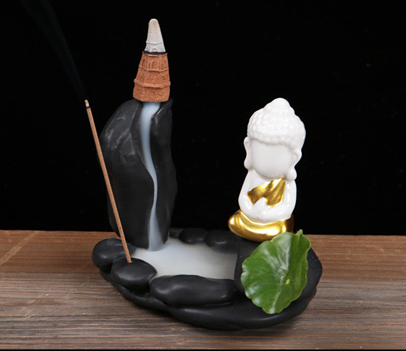 Yuxuan Backflow Incense Burner Creative Purple Sand Mountain Flowing Water Little Monk Tea Art Ceramics Incense Road Home Tea Pet Decoration