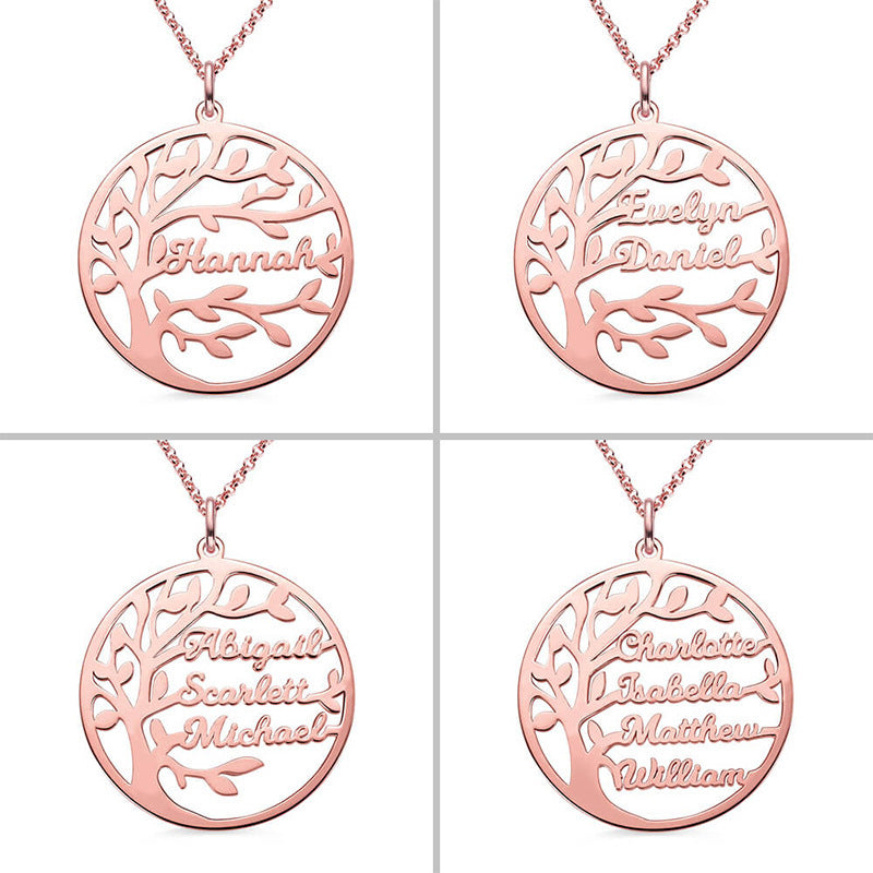 Sterling Silver Necklace Female Name Personalized Tree of Life Pendant Cross-border New Product Accessories