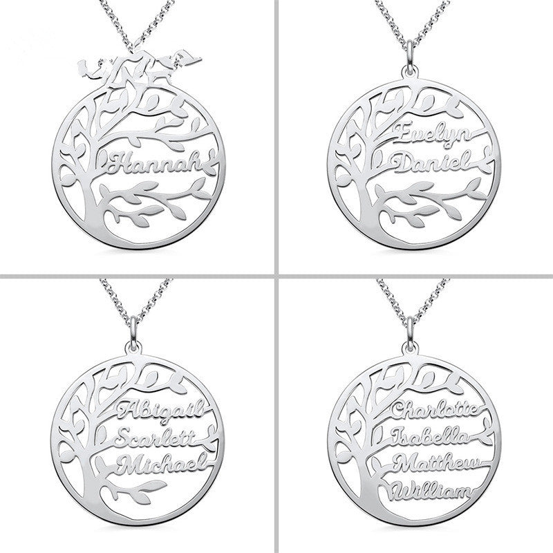 Sterling Silver Necklace Female Name Personalized Tree of Life Pendant Cross-border New Product Accessories