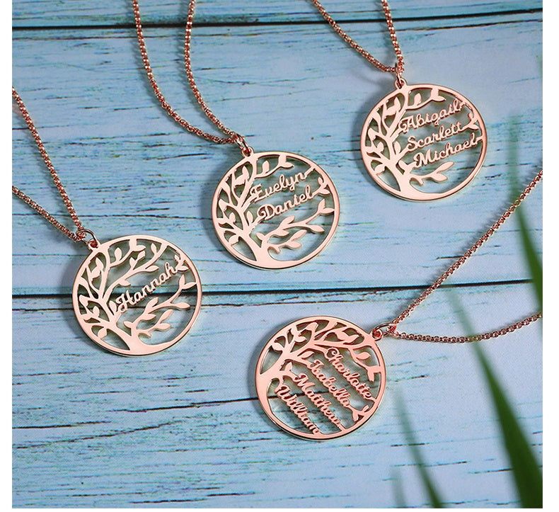 Sterling Silver Necklace Female Name Personalized Tree of Life Pendant Cross-border New Product Accessories