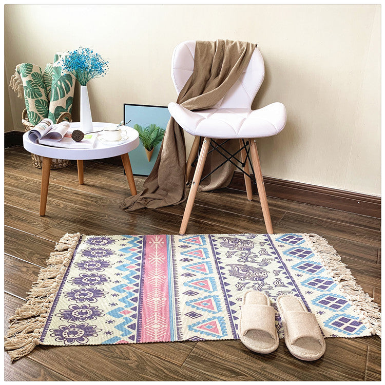 Nordic Cotton And Linen Carpet Home Decoration Living Room Coffee Table Blanket Bedroom Bed Long Strips Can Be Machine Washed