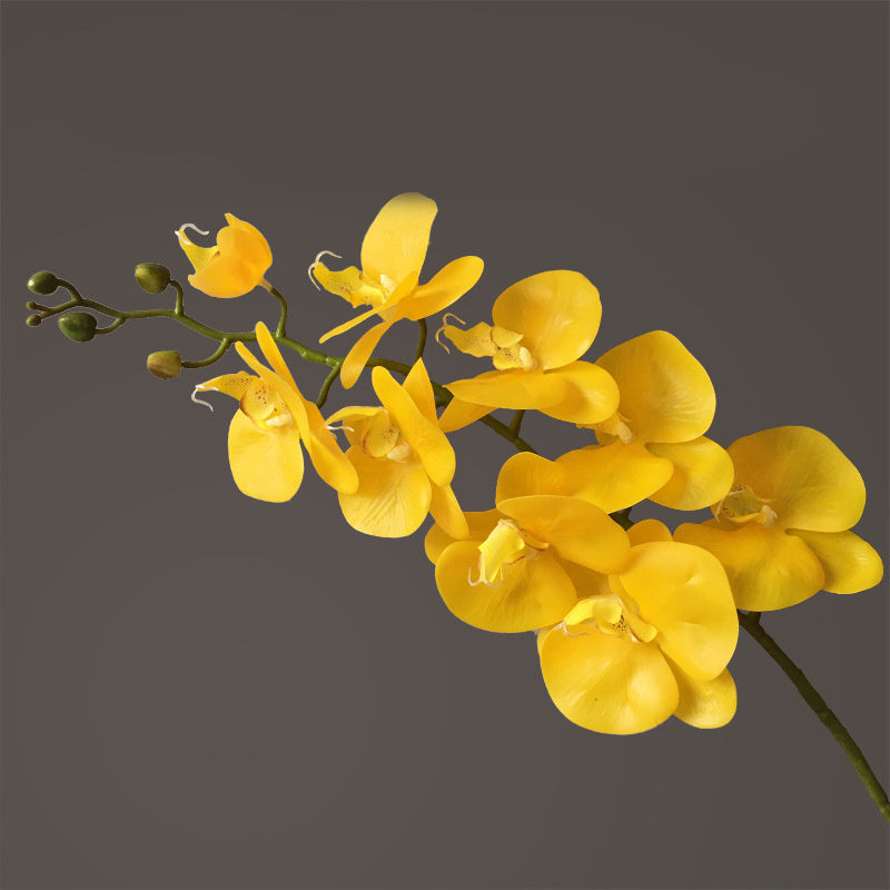 Artificial Flower Film Phalaenopsis Nine Heads Single Branch Artificial Flower Feel Chinese Home Living Room Decoration Flower Arrangement